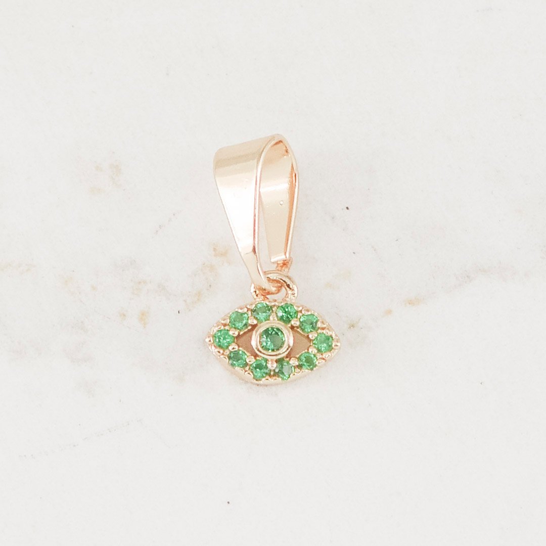 DIJE OJO TURCO MINI CIRCONES ESMERALDA